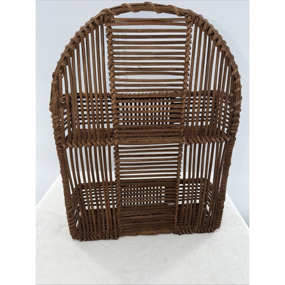Natural Rattan 2 Tier Wall or Countertop Shelf 18" Spices Plants Knick Knacks - Picture 2 of 6